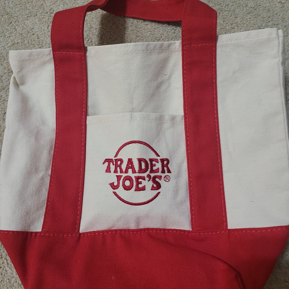 Trader Joe's Red and White Mini Tote Bag